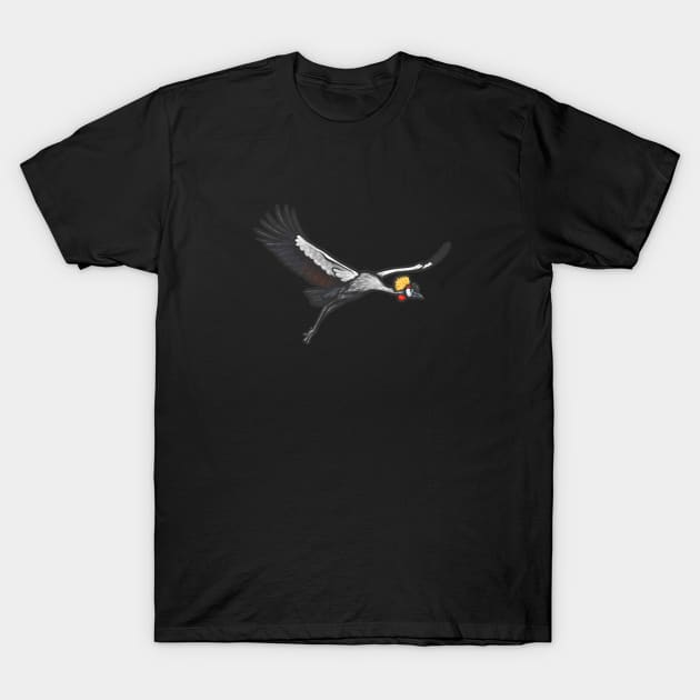 Gray-Crowned Crane T-Shirt by Ginboy